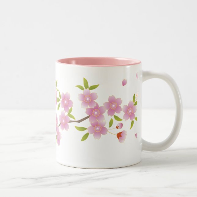 Café Em Dois Tons Caneca das flores de cerejeira do primavera (Direita)