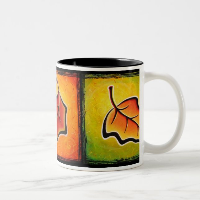 Café Em Dois Tons Caneca das folhas de outono (Direita)