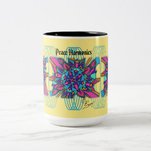 Café Em Dois Tons Caneca de 15 onças: Harmónicos da paz