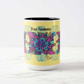 Café Em Dois Tons Caneca de 15 onças: Harmónicos da paz