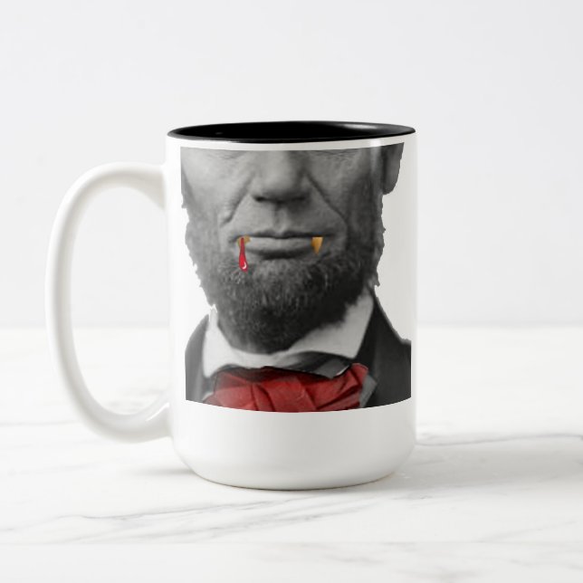 Café Em Dois Tons Caneca de Abe Lincoln do vampiro (Esquerda)