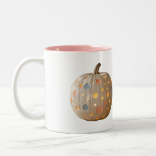 Café Em Dois Tons Caneca de Abóbora com Bolinhas Pastel
