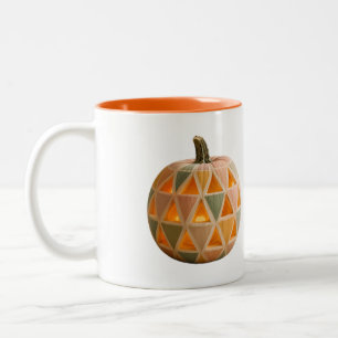 Café Em Dois Tons Caneca de Abóbora Geométrica Pastel