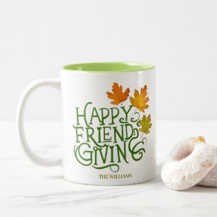 Café Em Dois Tons Caneca de Ação de Graças dos Amigos de Outono