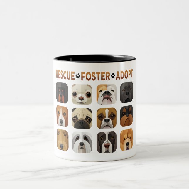 Café Em Dois Tons Caneca de Adoção de Resgate Foster (Centro)