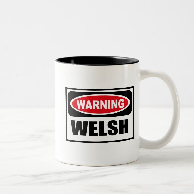 Café Em Dois Tons Caneca de advertência de GALÊS (Direita)