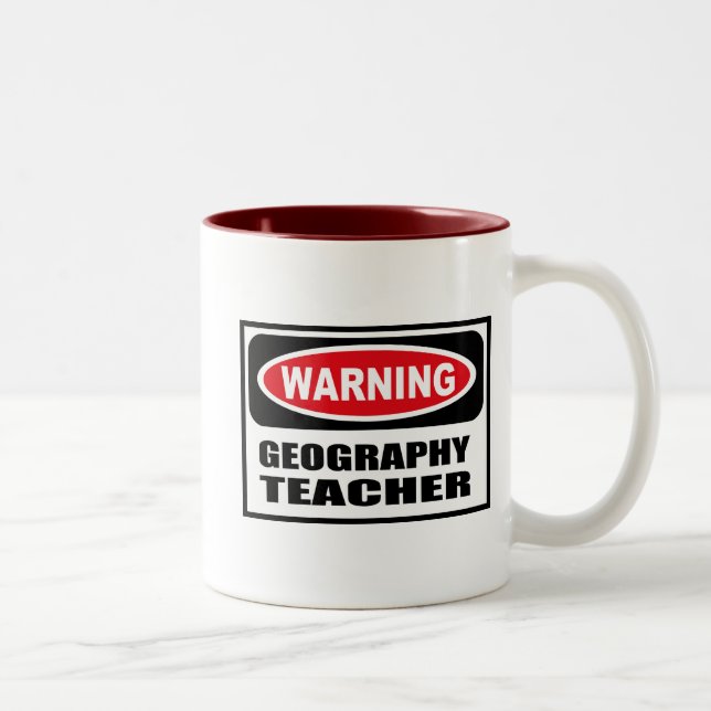 Café Em Dois Tons Caneca de advertência do PROFESSOR da GEOGRAFIA (Direita)