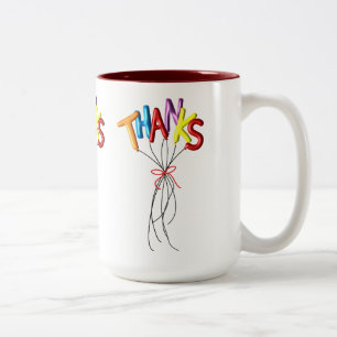 Café Em Dois Tons Caneca de Agradecimento "Obrigado" Escrito com Bal