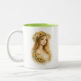 Café Em Dois Tons Caneca de água-marinha de girassol