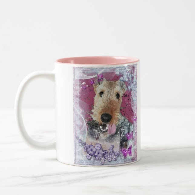 Café Em Dois Tons Caneca de Airedale Terrier (Esquerda)