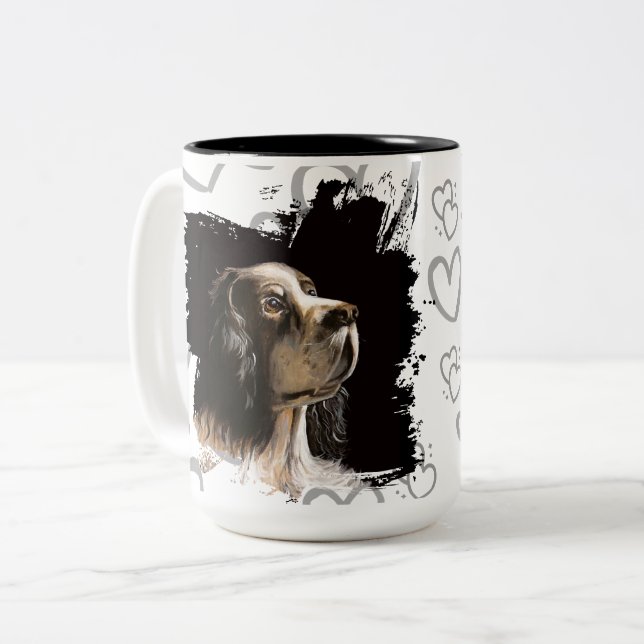 Café Em Dois Tons Caneca de amor por cães da raça Spaniel  (Frente Esquerda)