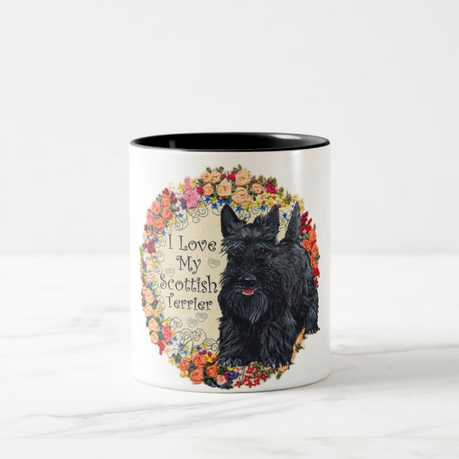 Café Em Dois Tons Caneca de Amor por Scottish Terrier (Centro)