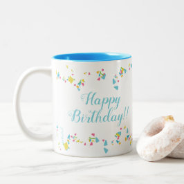 Café Em Dois Tons Caneca de Aniversário Confetes Festivos
