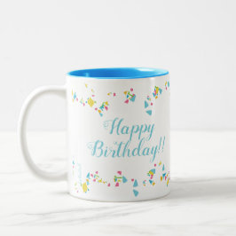 Café Em Dois Tons Caneca de Aniversário Confetes Festivos