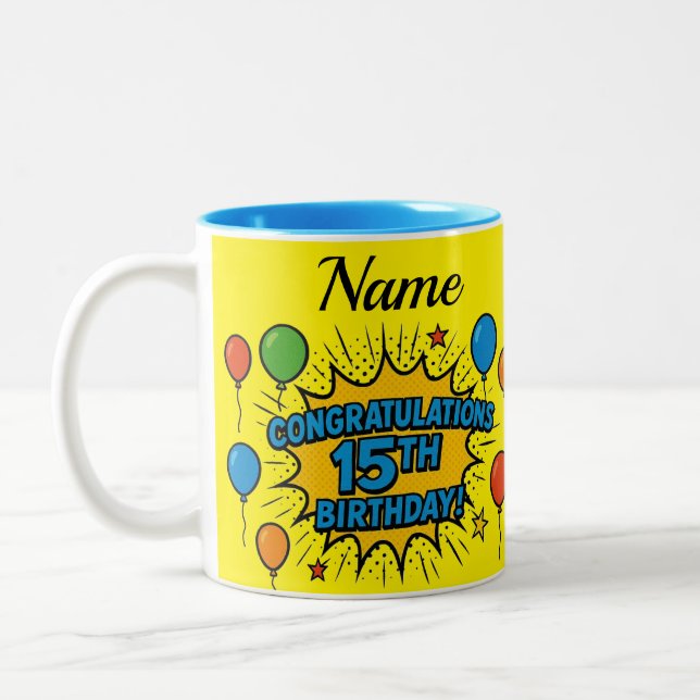 Café Em Dois Tons Caneca de Aniversário de 15 anos (Esquerda)