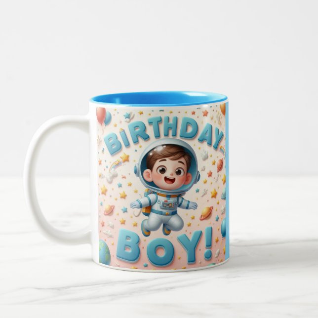 Café Em Dois Tons Caneca de aniversário de menino (Esquerda)