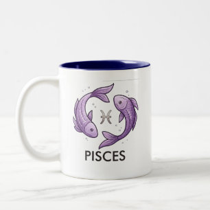 Café Em Dois Tons Caneca de Aniversário do Signo de Peixes Astrologi
