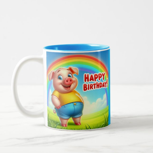 Café Em Dois Tons Caneca de Aniversário Infantil (Esquerda)