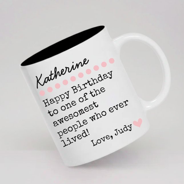 Café Em Dois Tons Caneca de Aniversário Personalizada com Nome Prese (Criador carregado)