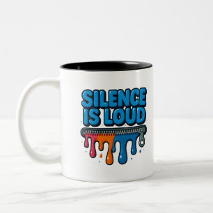 Café Em Dois Tons Caneca de Arte com Tipografia Negrito Silêncio é A