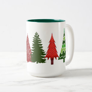 Café Em Dois Tons Caneca de Arte das Árvores de Natal do Kid