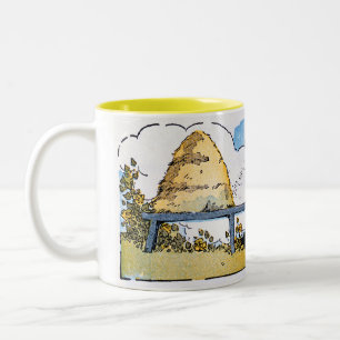 Café Em Dois Tons Caneca de Arte Vintage de Colmeia de Abelhas Feliz