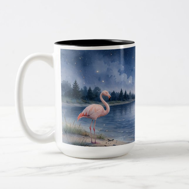 Café Em Dois Tons Caneca de árvore de Natal Flamingo (Esquerda)