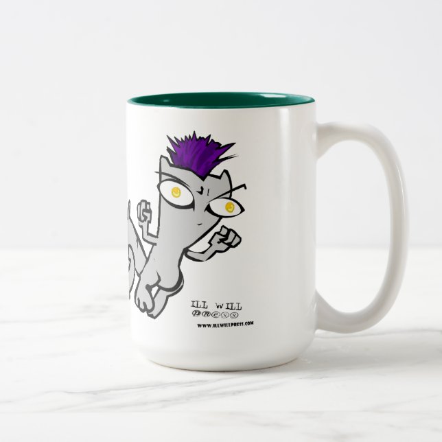 Café Em Dois Tons Caneca de Begley da loucura do esquilo do punk (Direita)