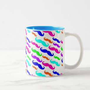 Café Em Dois Tons Caneca de bigode de neon de cores brilhantes
