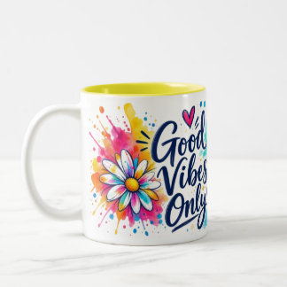 Café Em Dois Tons Caneca de Boas Vibrações