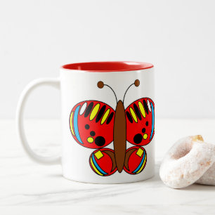 Café Em Dois Tons Caneca de Borboleta Colorida Bonita - Pequena Tort