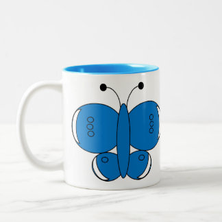 Café Em Dois Tons Caneca de Borboleta Colorida Cuja Cura - Azul Comu