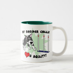 Café Em Dois Tons Caneca de border collie da agilidade dos desenhos