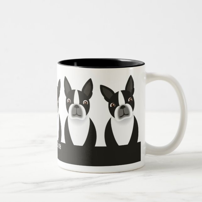 Café Em Dois Tons Caneca de Boston Terrier (Direita)