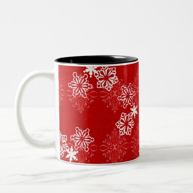 Café Em Dois Tons Caneca de brocado do floco de neve (Esquerda)