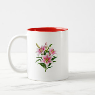 Café Em Dois Tons Caneca de Buquê de Flores Rosa Romântico