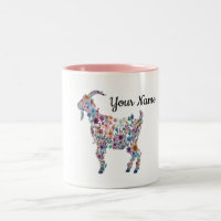 Caneca de cabra floral PERSONALIZADA Botânica Anim
