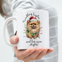 Café Em Dois Tons Caneca de Cachorro Festivo – Citação Luzes e Cacau