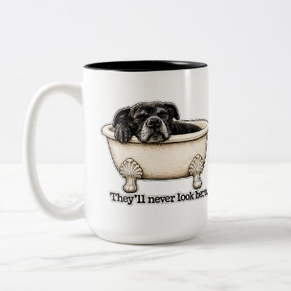 Café Em Dois Tons Caneca de Cachorro Preto Engraçado Humor Pitbull