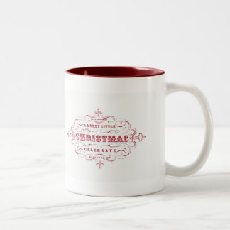 Café Em Dois Tons Caneca de café...Feliz Pequeno Natal vermelho e br