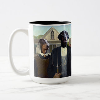 Café Em Dois Tons Caneca de cão Doberman, engraçada e gótica america