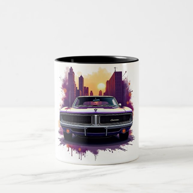 Café Em Dois Tons Caneca de Carro Clássico com Estilo de Grafite de  (Centro)