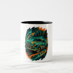 Café Em Dois Tons Caneca de Carro Clássico com Grafite