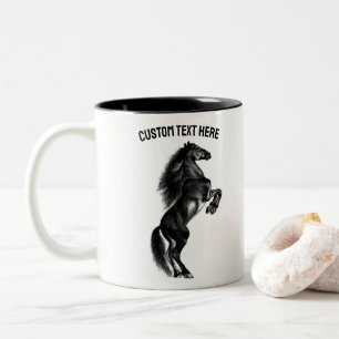 Café Em Dois Tons Caneca de Cavalo Direita com Texto Personalizado