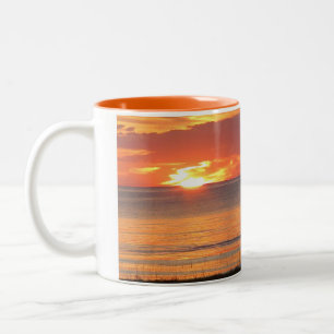 Café Em Dois Tons Caneca de Cena do Pôr do Sol