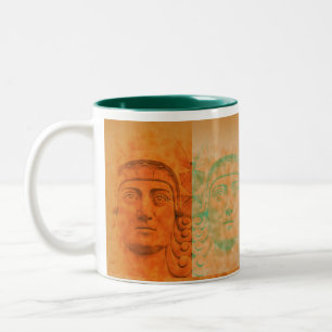 Café Em Dois Tons Caneca de Cerâmica Cabeça de Pedra Laranja Pop Art