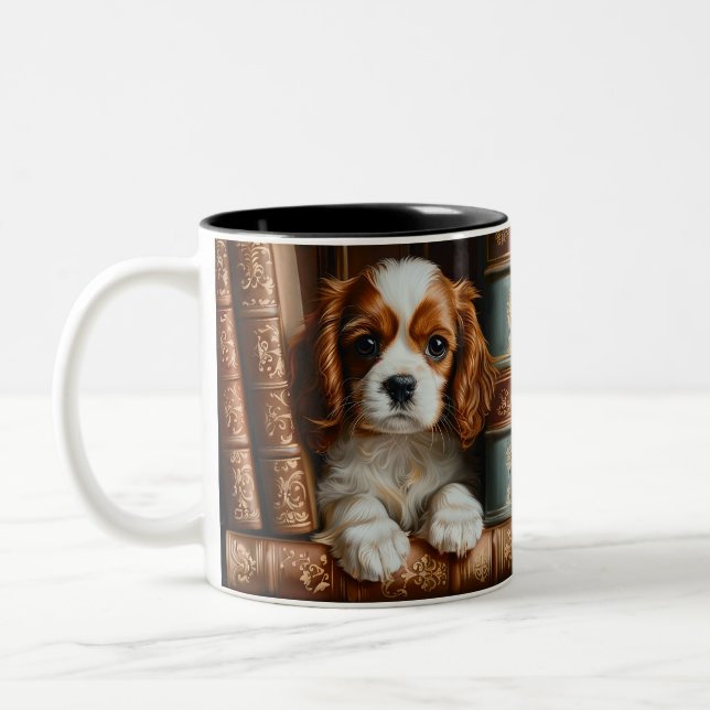 Café Em Dois Tons Caneca de Cerâmica | Cavalier King Charles Spaniel (Esquerda)