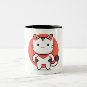 Café Em Dois Tons Caneca de Cerâmica com Design de Gato Divertido