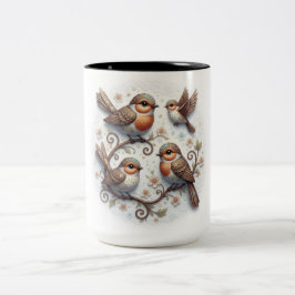 Café Em Dois Tons Caneca de Cerâmica Com Pássaros