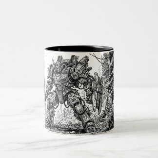 Café Em Dois Tons Caneca de Cerâmica do Robô Mecha Futurista